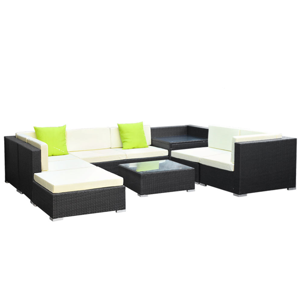 Gardeon 9-Piece Outdoor Sofa Set Wicker Couch Lounge Setting Cover Chez Guru