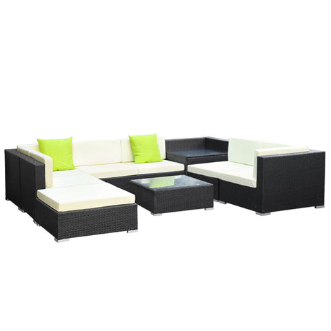 Gardeon 9-Piece Outdoor Sofa Set Wicker Couch Lounge Setting Cover Chez Guru
