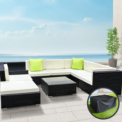 Gardeon 9-Piece Outdoor Sofa Set Wicker Couch Lounge Setting Cover Chez Guru