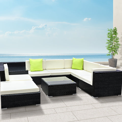 Gardeon 9-Piece Outdoor Sofa Set Wicker Couch Lounge Setting 7 Seater Chez Guru
