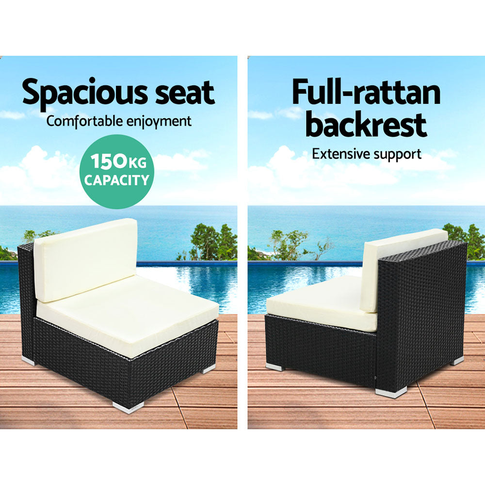 2PC Gardeon Outdoor Furniture Sofa Set Wicker Rattan Garden Lounge Chair Setting Chez Guru