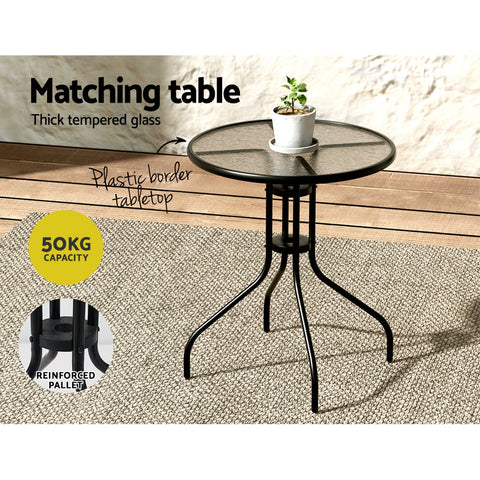Gardeon 5PC Bistro Set Outdoor Table and Chairs Stackable Outdoor Furniture Black Chez Guru