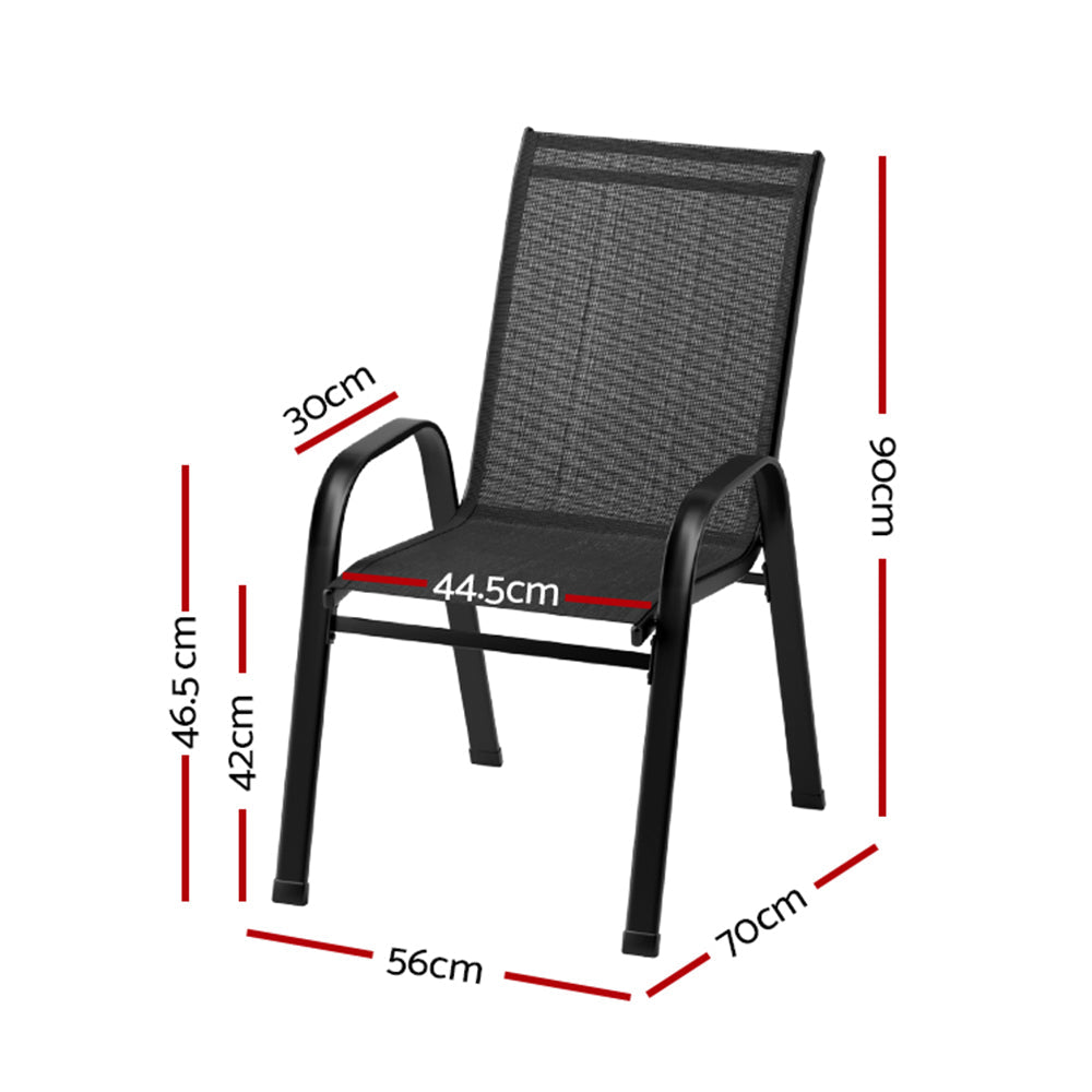 Gardeon 4PC Outdoor Dining Chairs Stackable Lounge Chair Patio Furniture Black Chez Guru