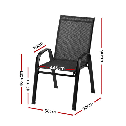 Gardeon 4PC Outdoor Dining Chairs Stackable Lounge Chair Patio Furniture Black Chez Guru