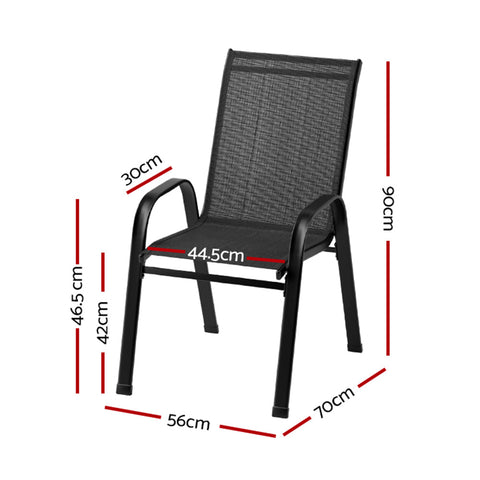 Gardeon 6PC Outdoor Dining Chairs Stackable Lounge Chair Patio Furniture Black Chez Guru