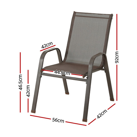 Gardeon 6PC Outdoor Dining Chairs Stackable Lounge Chair Patio Furniture Brown Chez Guru
