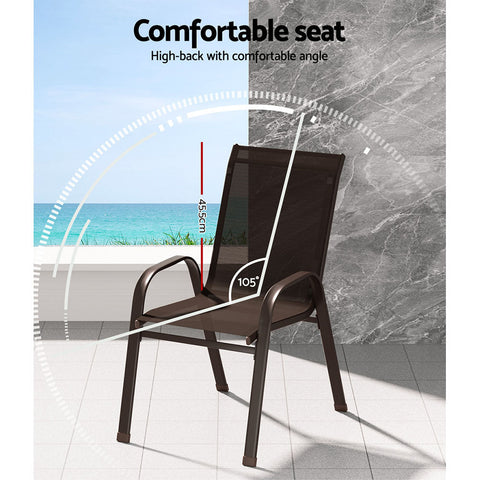 Gardeon 6PC Outdoor Dining Chairs Stackable Lounge Chair Patio Furniture Brown Chez Guru