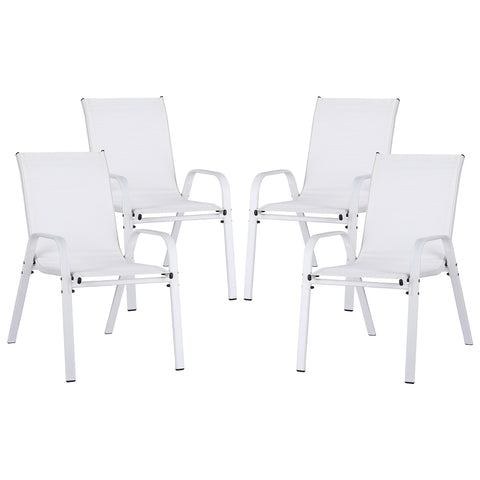 Gardeon 4PC Outdoor Dining Chairs Stackable Lounge Chair Patio Furniture White