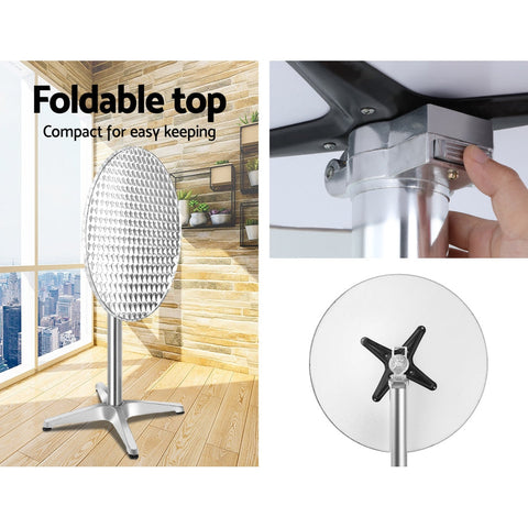 Gardeon Outdoor Bar Table Adjustable Aluminium Round 70/110cm Chez Guru