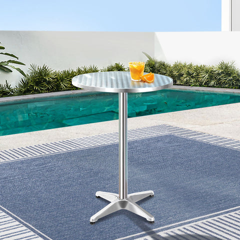 Gardeon Outdoor Bar Table Adjustable Aluminium Round 70/110cm Chez Guru