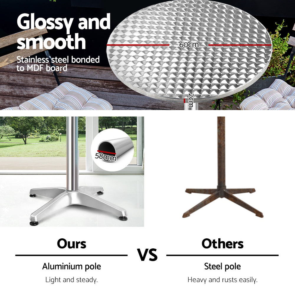 Gardeon Set of 2 Outdoor Bar Table Aluminium Round 70/110CM Chez Guru
