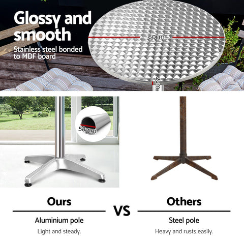 Gardeon Set of 2 Outdoor Bar Table Aluminium Round 70/110CM Chez Guru