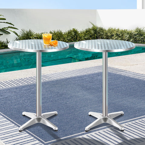Gardeon Set of 2 Outdoor Bar Table Aluminium Round 70/110CM Chez Guru