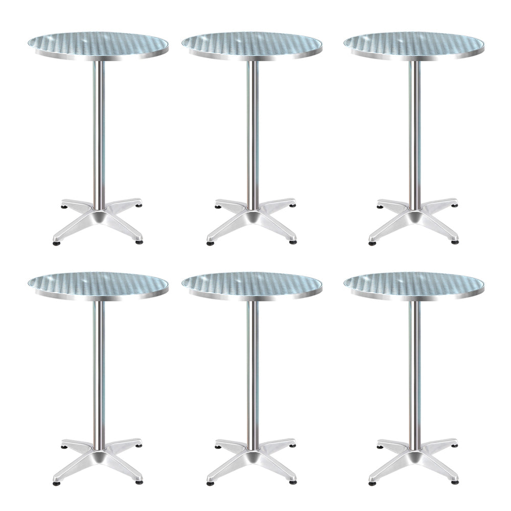 Gardeon Set of 6 Outdoor Bar Table Aluminium Round 70/110CM Chez Guru