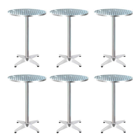 Gardeon Set of 6 Outdoor Bar Table Aluminium Round 70/110CM