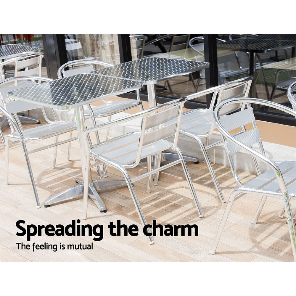 Gardeon Outdoor Bar Table Adjustable Aluminium Square 70/110cm Chez Guru