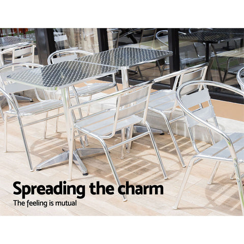 Gardeon Outdoor Bar Table Adjustable Aluminium Square 70/110cm Chez Guru