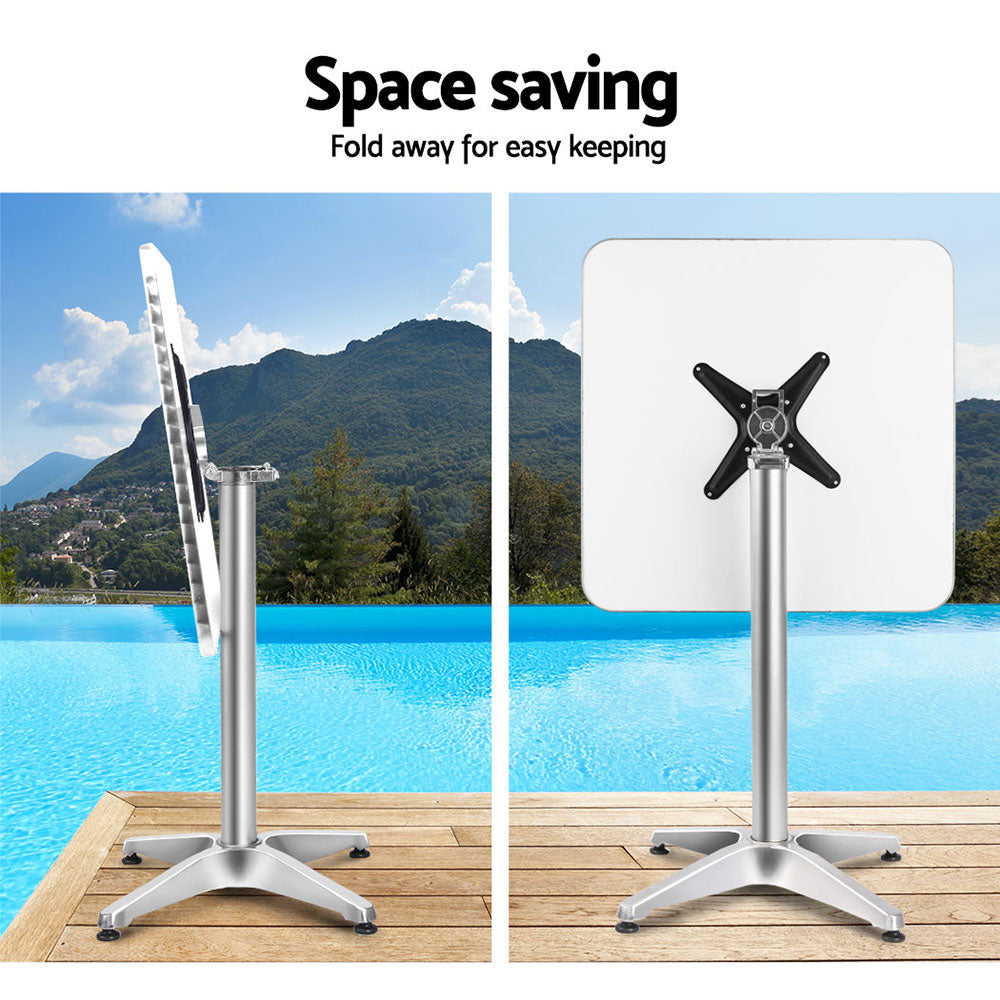 Gardeon Outdoor Bar Table Adjustable Aluminium Square 70/110cm Chez Guru