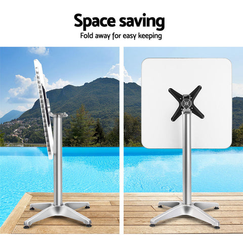 Gardeon Outdoor Bar Table Adjustable Aluminium Square 70/110cm Chez Guru