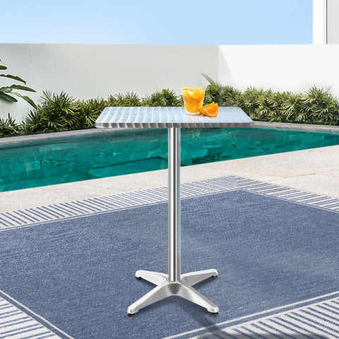 Gardeon Outdoor Bar Table Adjustable Aluminium Square 70/110cm Chez Guru
