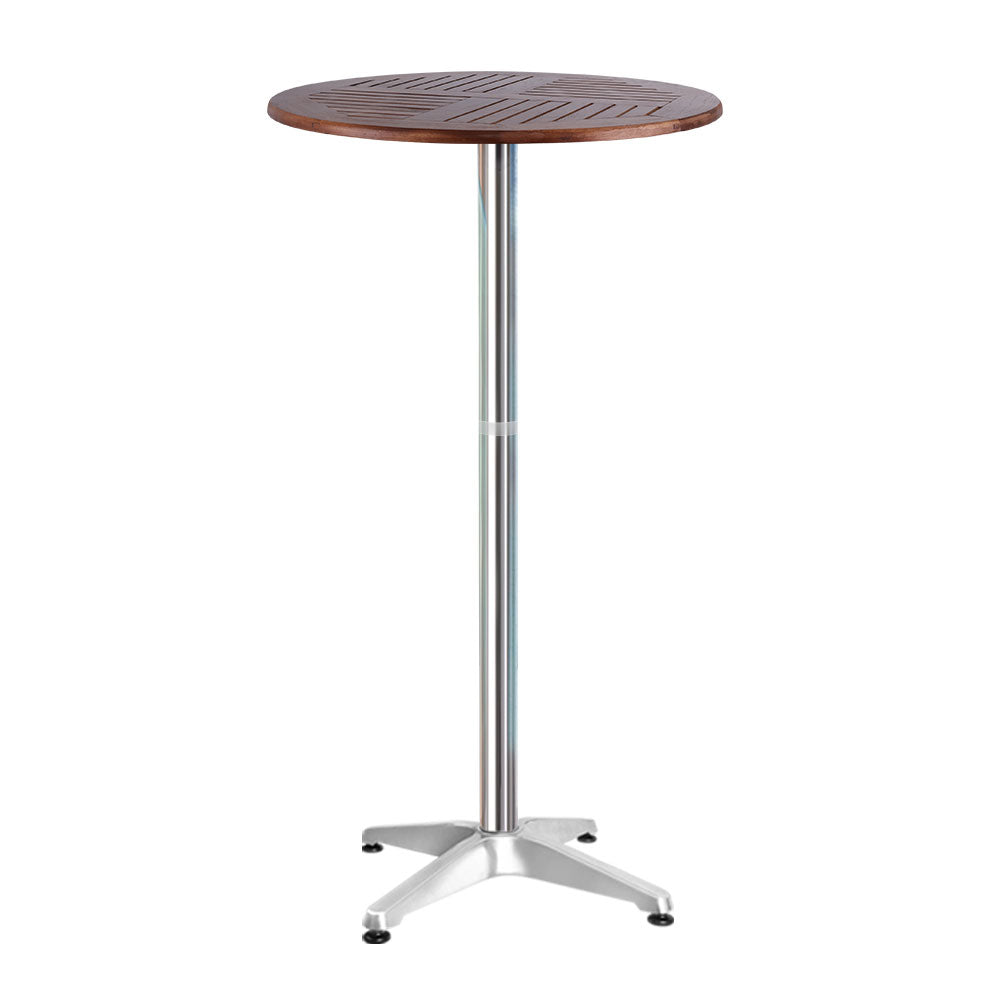Gardeon Outdoor Bar Table Wooden Cafe Table Aluminium Pole Round Chez Guru