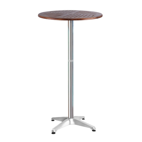 Gardeon Outdoor Bar Table Wooden Cafe Table Aluminium Pole Round Chez Guru