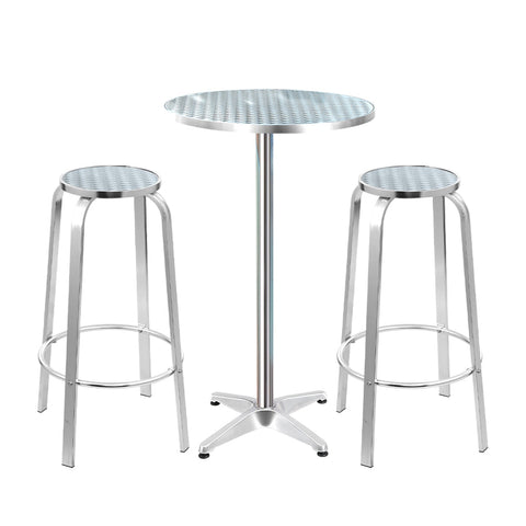 Gardeon 3-Piece Outdoor Bar Set Bistro Table Stools Adjustable Round Cafe Chez Guru