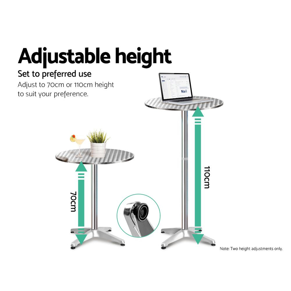 Gardeon 3-Piece Outdoor Bar Set Bistro Table Stools Adjustable Round Cafe Chez Guru