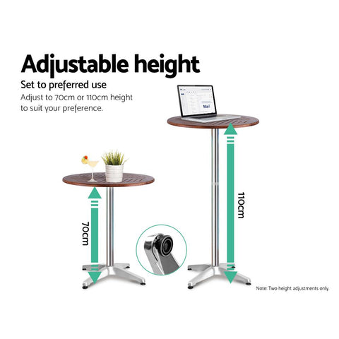 Gardeon 3-Piece Outdoor Bar Set Bistro Table Stools Adjustable Wooden Cafe Chez Guru