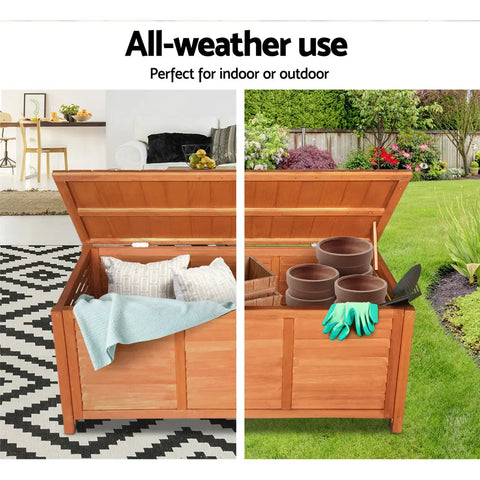 Gardeon Outdoor Storage Bench Box 210L Wooden Patio Furniture Garden Chair Seat Chez Guru