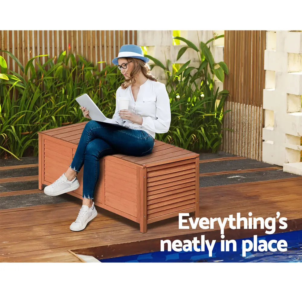 Gardeon Outdoor Storage Bench Box 210L Wooden Patio Furniture Garden Chair Seat Chez Guru