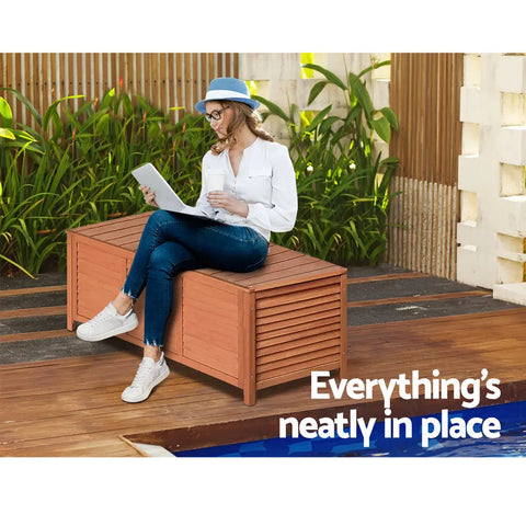 Gardeon Outdoor Storage Bench Box 210L Wooden Patio Furniture Garden Chair Seat Chez Guru