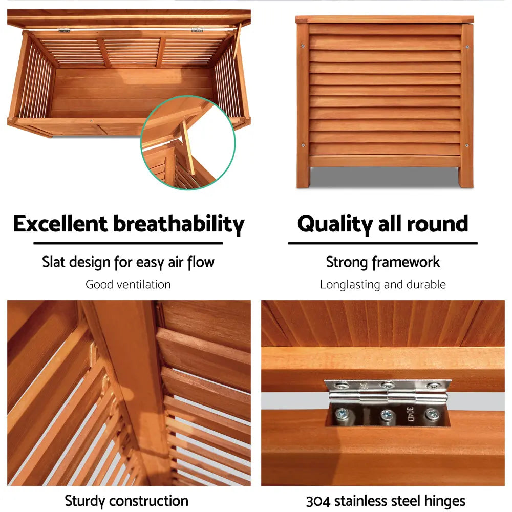 Gardeon Outdoor Storage Bench Box 210L Wooden Patio Furniture Garden Chair Seat Chez Guru