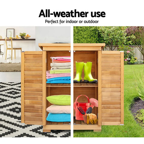 Gardeon Portable Wooden Garden Storage Cabinet Chez Guru