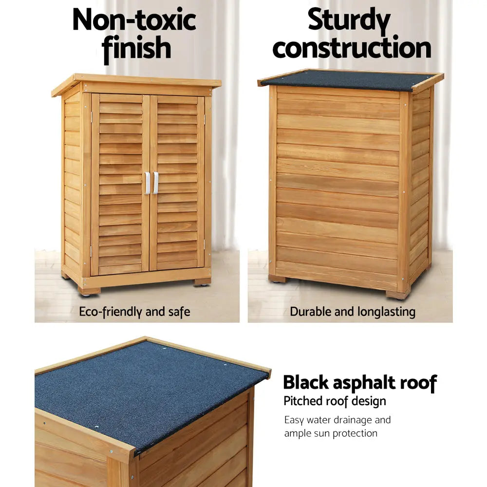 Gardeon Portable Wooden Garden Storage Cabinet Chez Guru