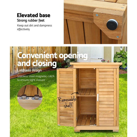 Gardeon Portable Wooden Garden Storage Cabinet Chez Guru