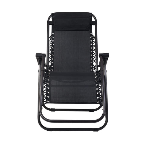 Gardeon Zero Gravity Chair Folding Outdoor Recliner Adjustable Sun Lounge Camping Black Chez Guru