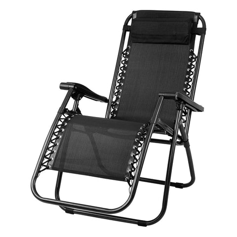 Gardeon Zero Gravity Chair Folding Outdoor Recliner Adjustable Sun Lounge Camping Black Chez Guru