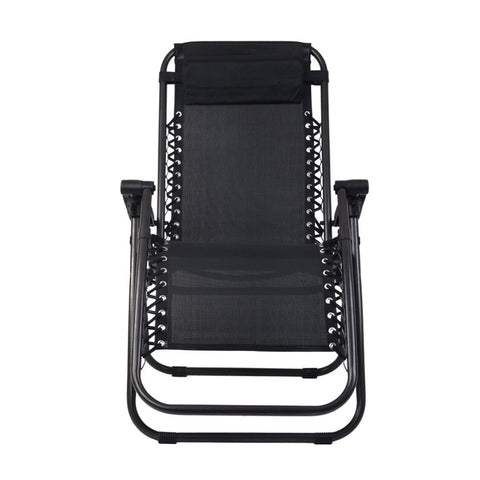 Gardeon 2PC Zero Gravity Chair Folding Outdoor Recliner Adjustable Sun Lounge Camping Black Chez Guru