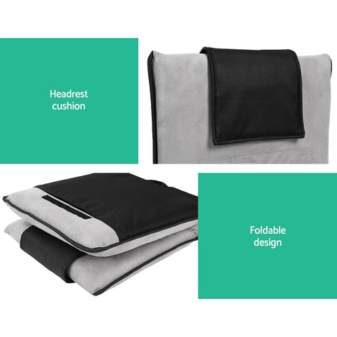 Artiss 4X Floor Lounge Sofa Bed Floor Cushion Velvet Grey