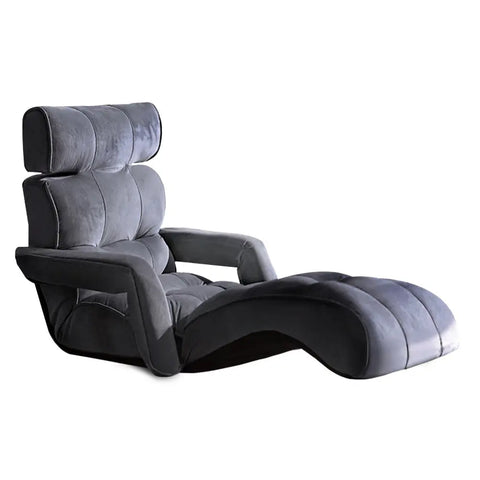 Artiss Floor Lounge Sofa With Armrest Flocking Fabric Charcoal - Chez Guru
