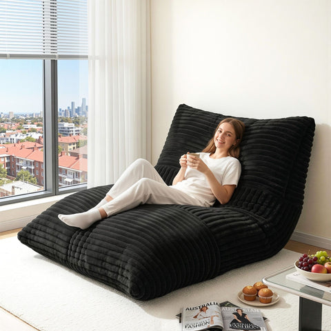 Artiss 3-in-1 Bean Bag Chair for Living Room Convertible Floor Sofa Dark Grey