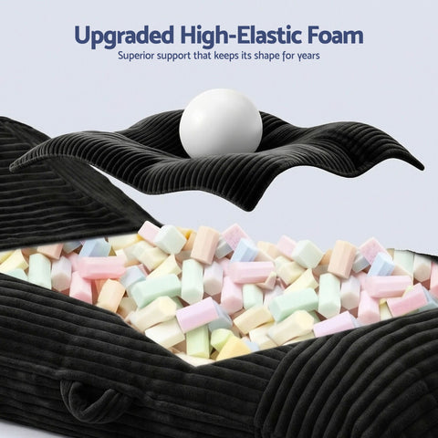 Artiss 3-in-1 Bean Bag Chair for Living Room Convertible Floor Sofa Dark Grey