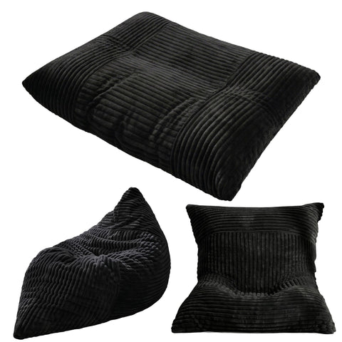 Artiss 3-in-1 Bean Bag Chair for Living Room Convertible Floor Sofa Dark Grey