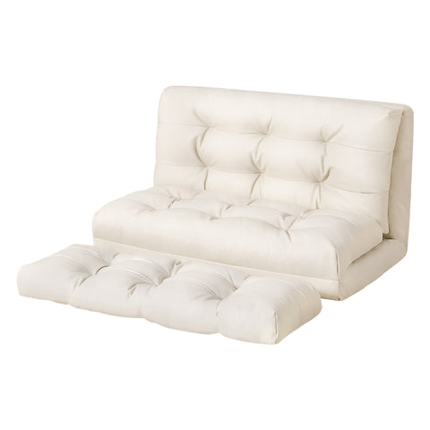 Artiss Floor Lounge Sofa Bed 2 Seater Pillow Leather White Chez Guru