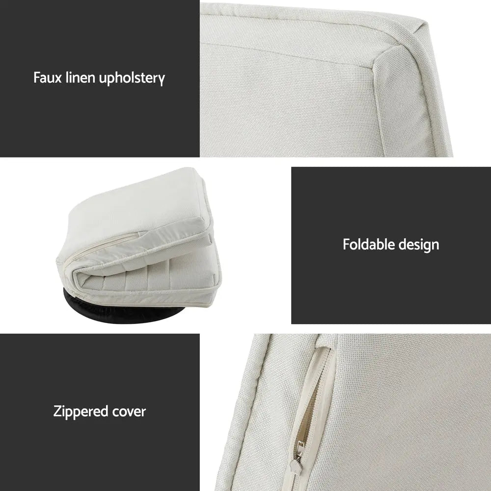 Artiss Floor Lounge Sofa Swivel Foldable Linen White - Chez Guru