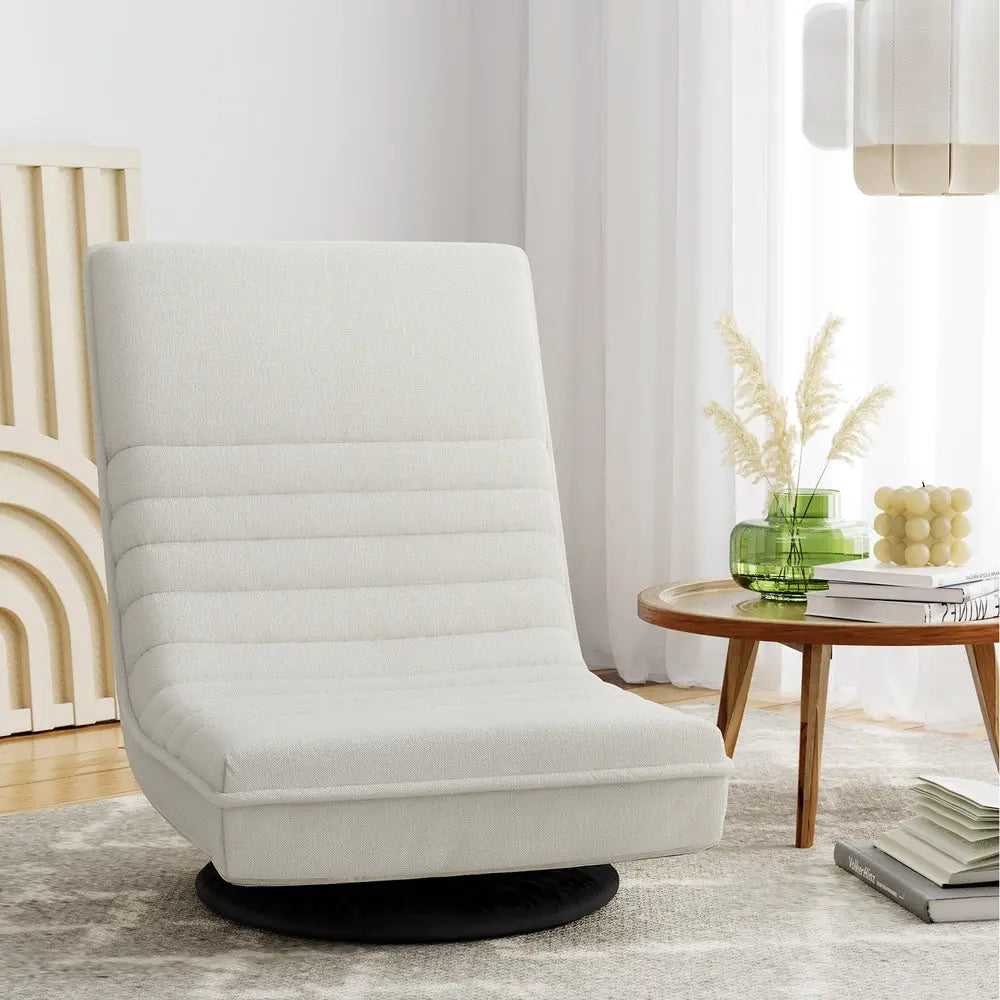 Artiss Floor Lounge Sofa Swivel Foldable Linen White - Chez Guru