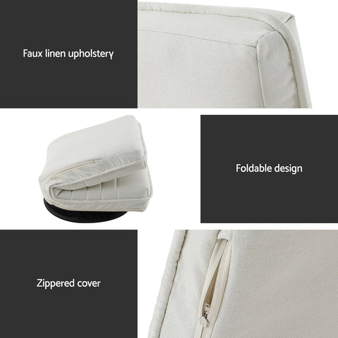 Artiss 2XFloor Chair Lounge Sofa Swivel Foldable Linen White