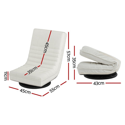 Artiss 4XFloor Chair Lounge Sofa Swivel Foldable Linen White