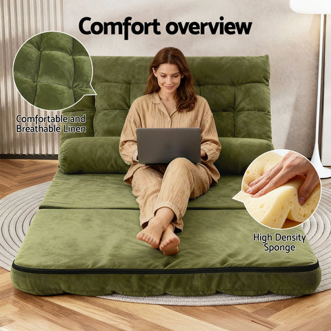 ArtissLounge Sofa Bed 2 seater Green Fabric